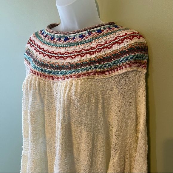 Free People Ivory Vacation Loose Knit Light Sweater, Size Small - Picture 2 of 5